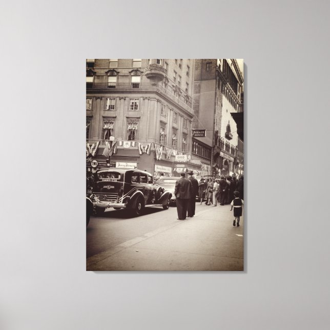 Toile Parker House Hotel Boston 1930 Street Scene Car (Recto)