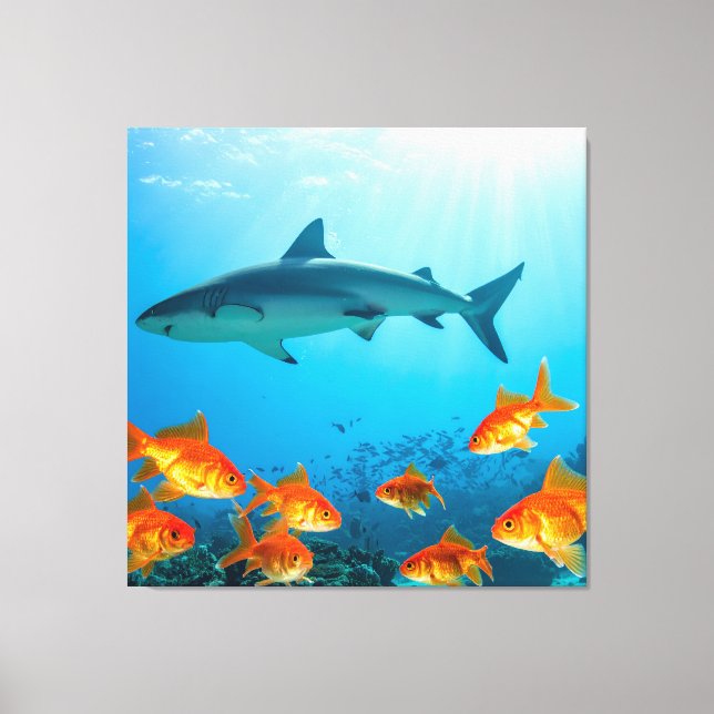Toile Parmi les requins dorés (Recto)