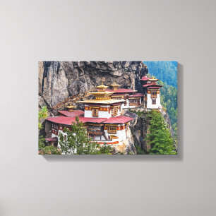 Toile Paro Taktsang : Le monastère du nid de tigre - Bho