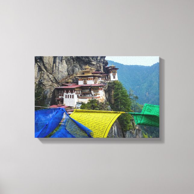 Toile Paro Taktsang : Le monastère du nid de tigre - Bho (Recto)