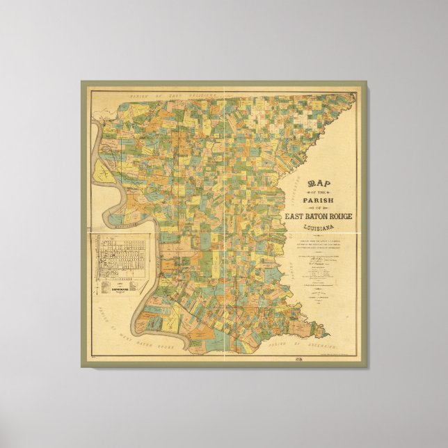 Toile Paroisse d'East Baton Rouge, Louisiane Carte (1895 (Recto)