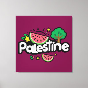 Toile Parole palestinienne mignonne entourée de pastèque