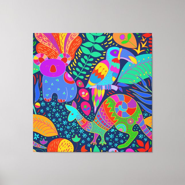 Toile Parrot de la Jungle australienne Kangaroo Koala (Recto)