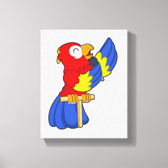 Toile Parrot en chanteur avec microphone (Recto)