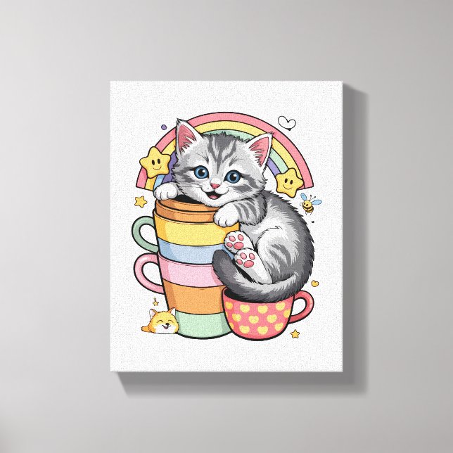 Toile Pastel Paws & Rainbow Sips (Recto)