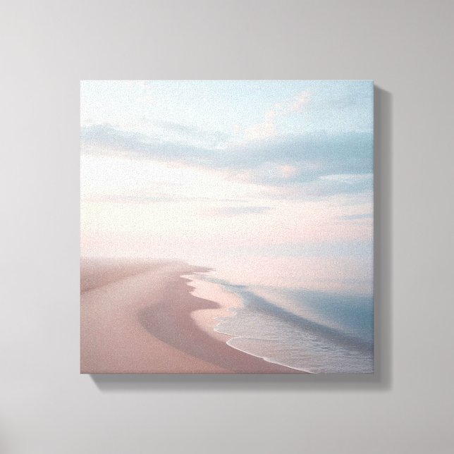 Toile Pastel Sunrise Beach Canvas, Serene Morning Ocean  (Recto)