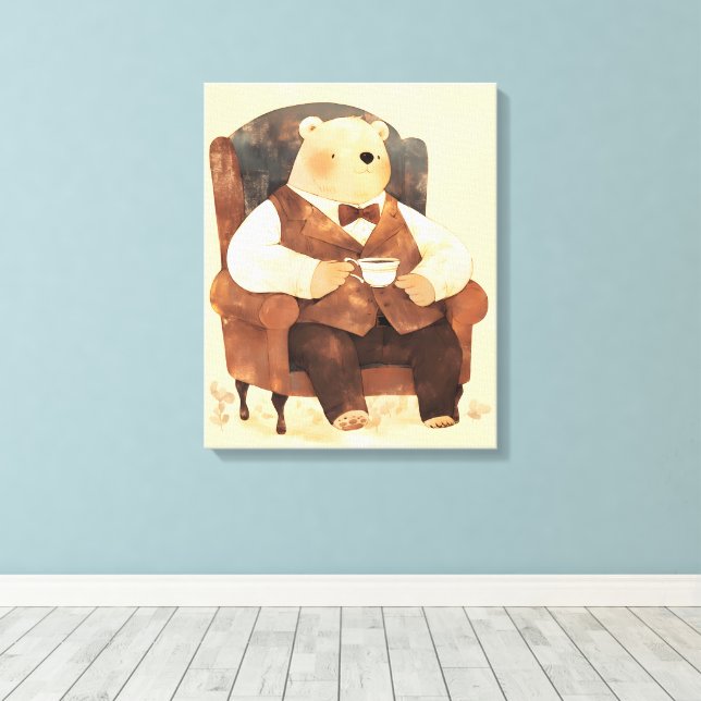 Toile Pastel Teddy Bear Wall Art | Nursery Room Décor (Insitu (Plancher de Bois))