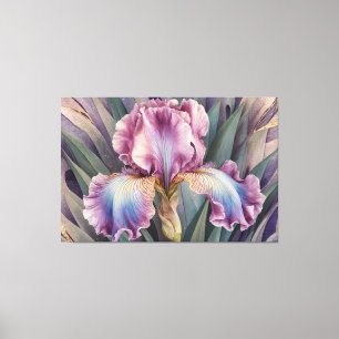 Toile *~* Pastels Pink IRIS Irises Vintage Floral TV2
