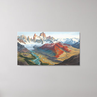 Toile Patagonia Mountain Landscape – Vibrant Acrylic Art