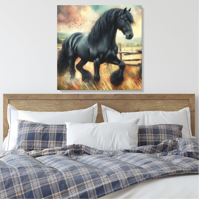 Toile Pâte de Cheval Frésilien Noir clôtures rustiques (Insitu(Chambre))