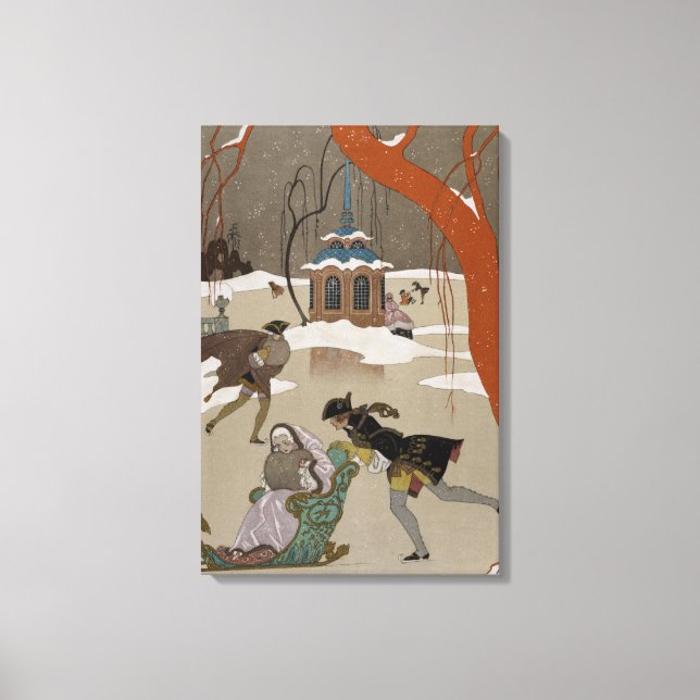 Toile Patinage sur glace sur le lac gelé (Recto)