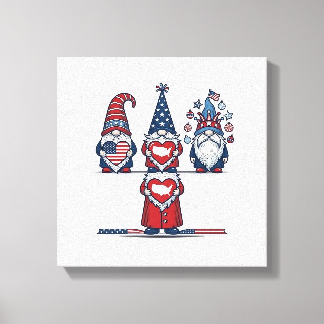 Toile Patriotic Gnome Trio Vintage Vector Design_1 (Recto)
