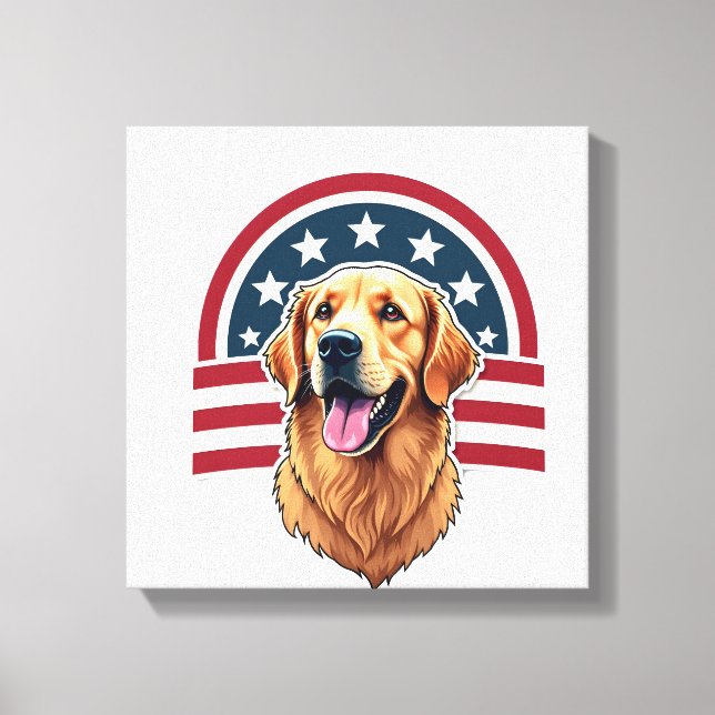 Toile Patriotic Golden Retriever Arc Layout Shirt 2 (Recto)