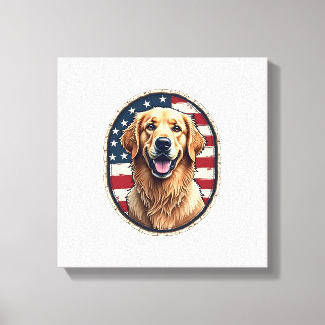 Toile Patriotic Golden Retriever Badge Vintage Tee 4 (Recto)