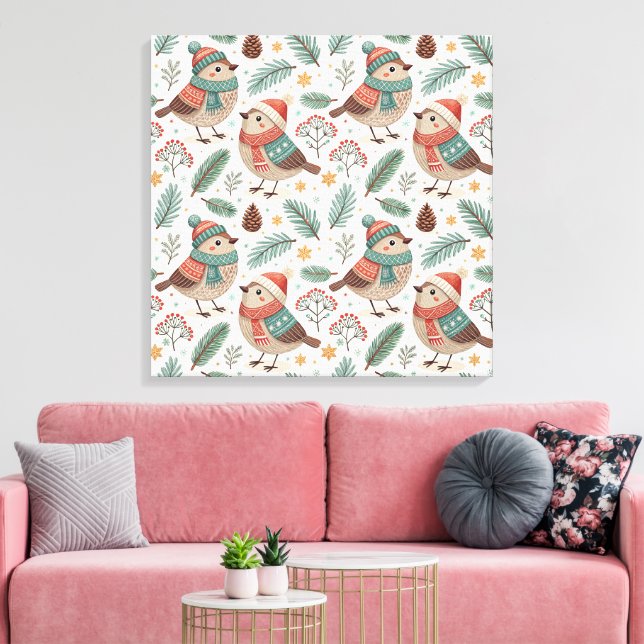Toile Pattern Scandinavian Christmas Birds (Insitu(Salon))