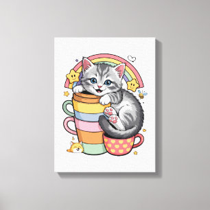 Toile Pattes pastel et boissons arc-en-ciel