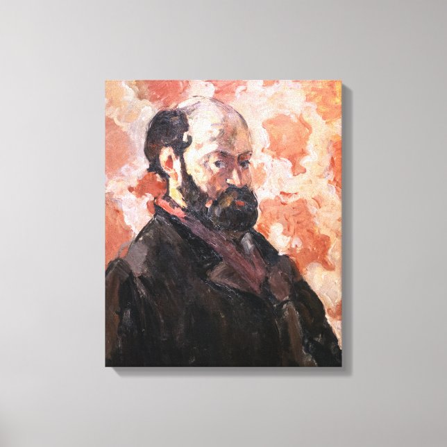 Toile Paul Cezanne - Autoportrait avec arrière - plan ro (Recto)