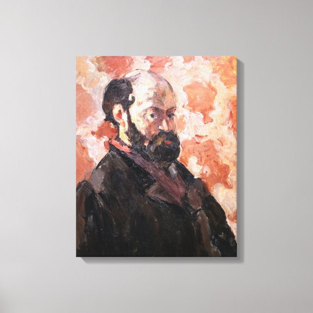 Toile Paul Cezanne - Autoportrait avec fond rose (Recto)