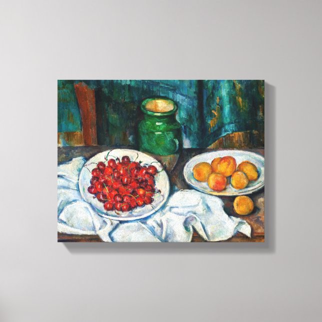 Toile Paul Cezanne - Nature morte aux cerises et aux pêc (Recto)