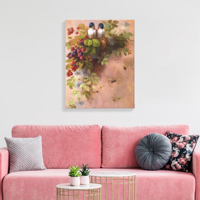 Toile Paul-De-Longpre-Oiseaux et abeilles (Insitu(Salon))