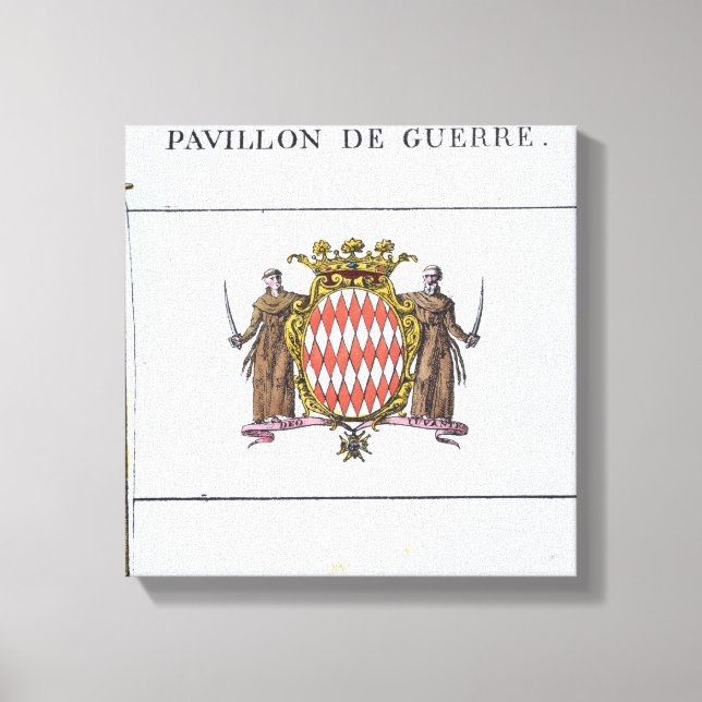 Toile Pavillon de Guerre, détail des drapeaux de Monaco (Recto)