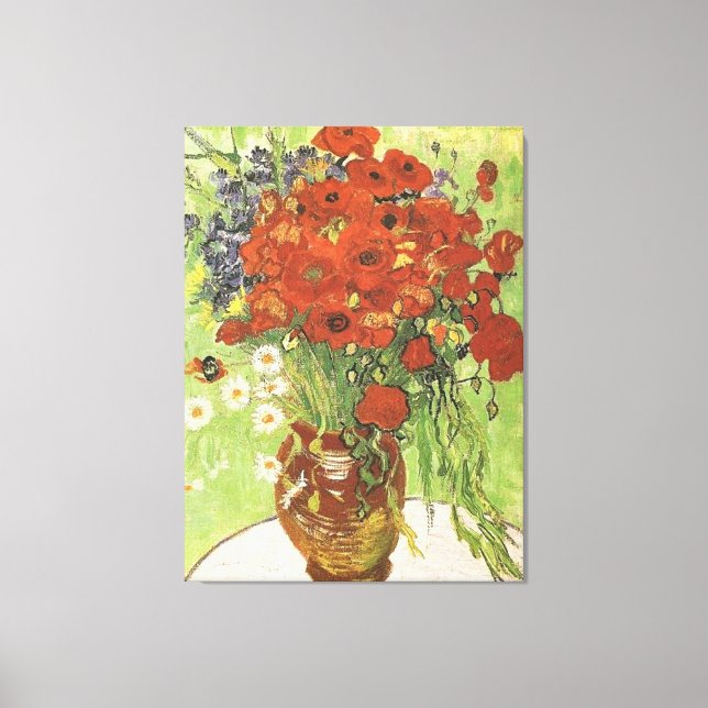 Toile Pavois et marguerites rouges à vie morte1890 (Recto)