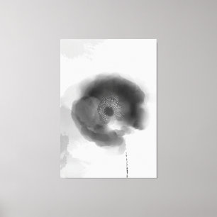 Toile Pavot de Troie Aquarelle noire et blanche Florale