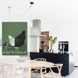 Toile Pays Animal Mère Hen & Chick Poultry Cuisine