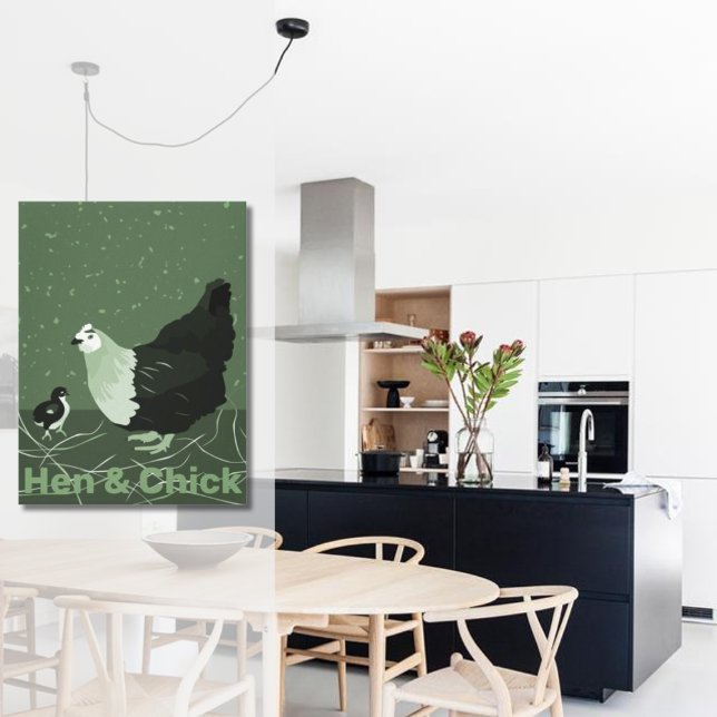 Toile Pays Animal Mère Hen & Chick Poultry Cuisine (Country Animal Mother Hen & Chick Poultry Kitchen Canvas Print, Wall Decor)