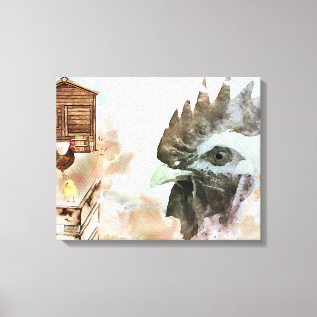 Toile *~ Pays Poulet Coop Hen Farm House Chic Rustique (Recto)