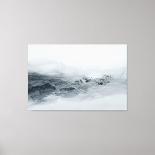 Toile Paysage Abstrait Gris Argent Minimaliste Moderne