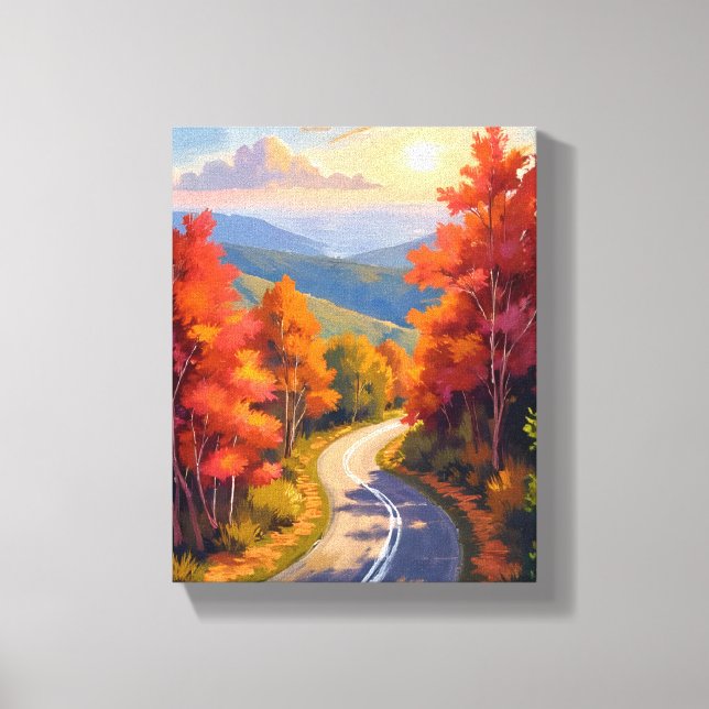 Toile Paysage aquarelle de feuillage d'automne du Vermon (Recto)