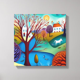Toile Paysage artistique primitif
