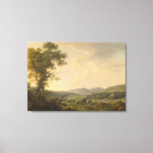Toile Paysage avec des faneurs et une vue éloignée d'u