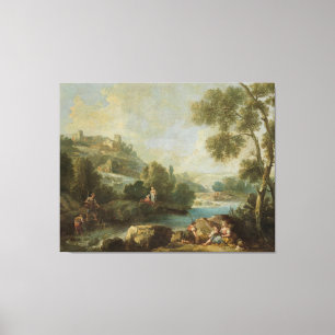 Toile Paysage avec figures, Giuseppe Zaïs (attribué