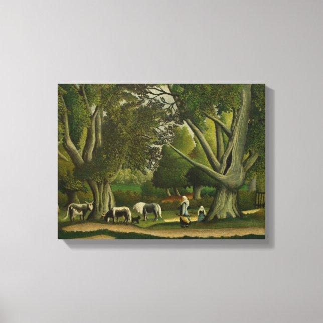 Toile Paysage avec Milkmaits par Henri Rousseau (Recto)