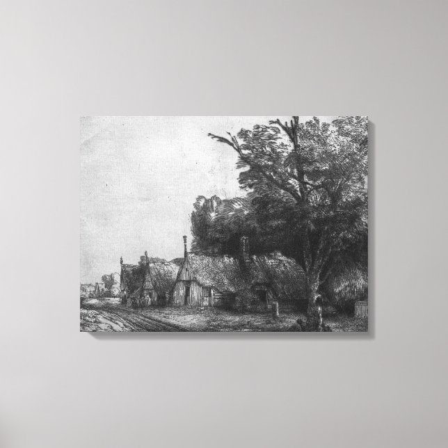 Toile Paysage avec trois chalets, 1650 (Recto)