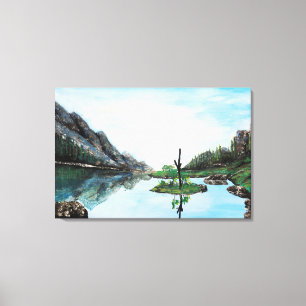 Toile Paysage bleu vert
