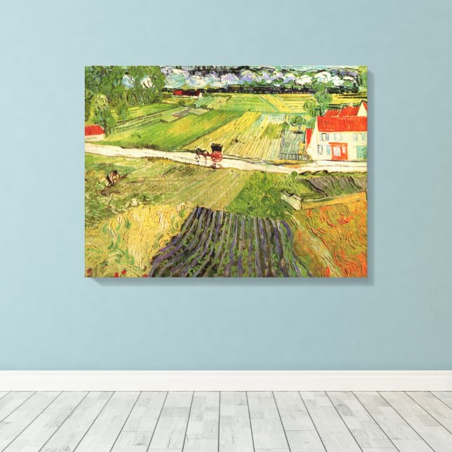 Toile Paysage, Carrosse et Train par Vincent van Gogh (Insitu (Plancher de Bois))