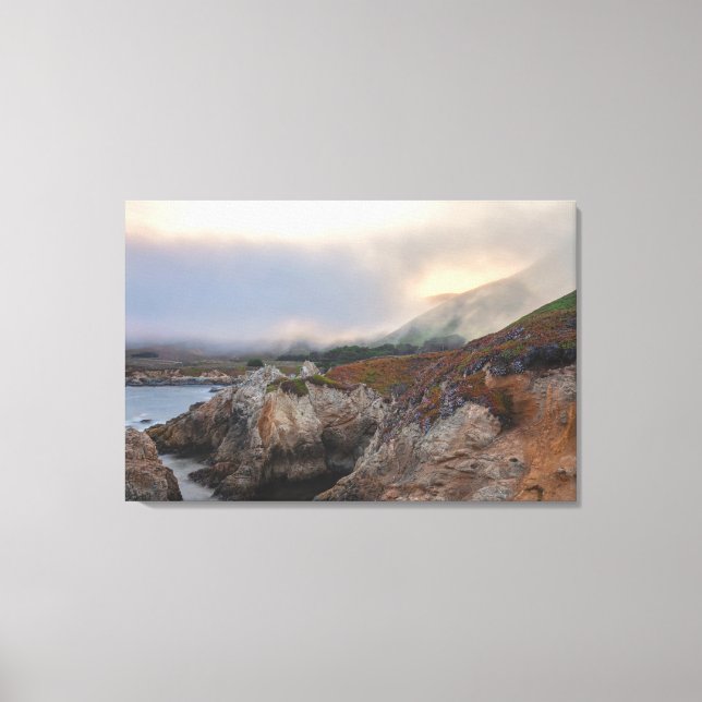 Toile Paysage côtier avec brouillard au lever du soleil (Recto)
