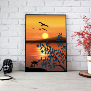 Toile paysage coucher de soleil