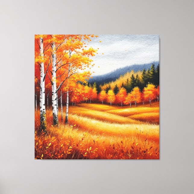 Toile Paysage d'automne avec bouleaux (Recto)