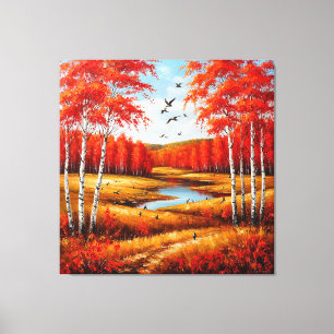 Toile Paysage d'automne panoramique avec feuillage vibra