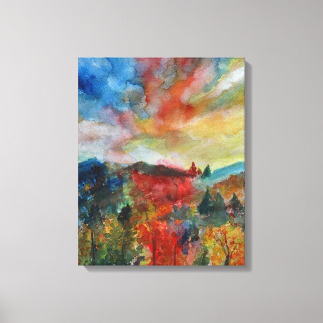 Toile Paysage d'automne unique aquarelle Art (Recto)