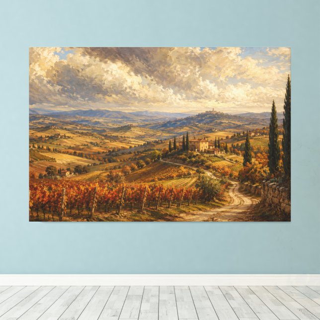 Toile Paysage de la campagne toscane en automne (Insitu (Plancher de Bois))