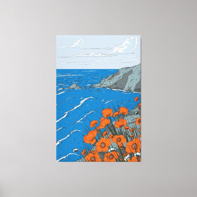 Toile Paysage de la prairie fleur sauvage (Recto)