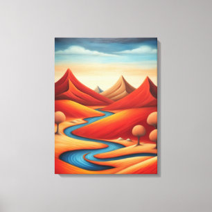 Toile Paysage de la rivière des Montagnes Abstraites