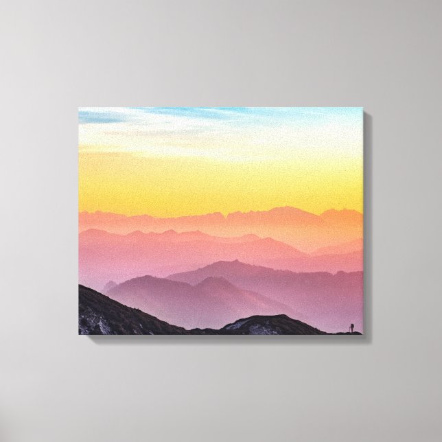 Toile Paysage de montagne au coucher du soleil (Recto)