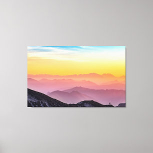 Toile Paysage de montagne au coucher du soleil