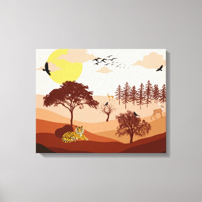 Toile Paysage de nature de savane Coucher de soleil Art  (Recto)